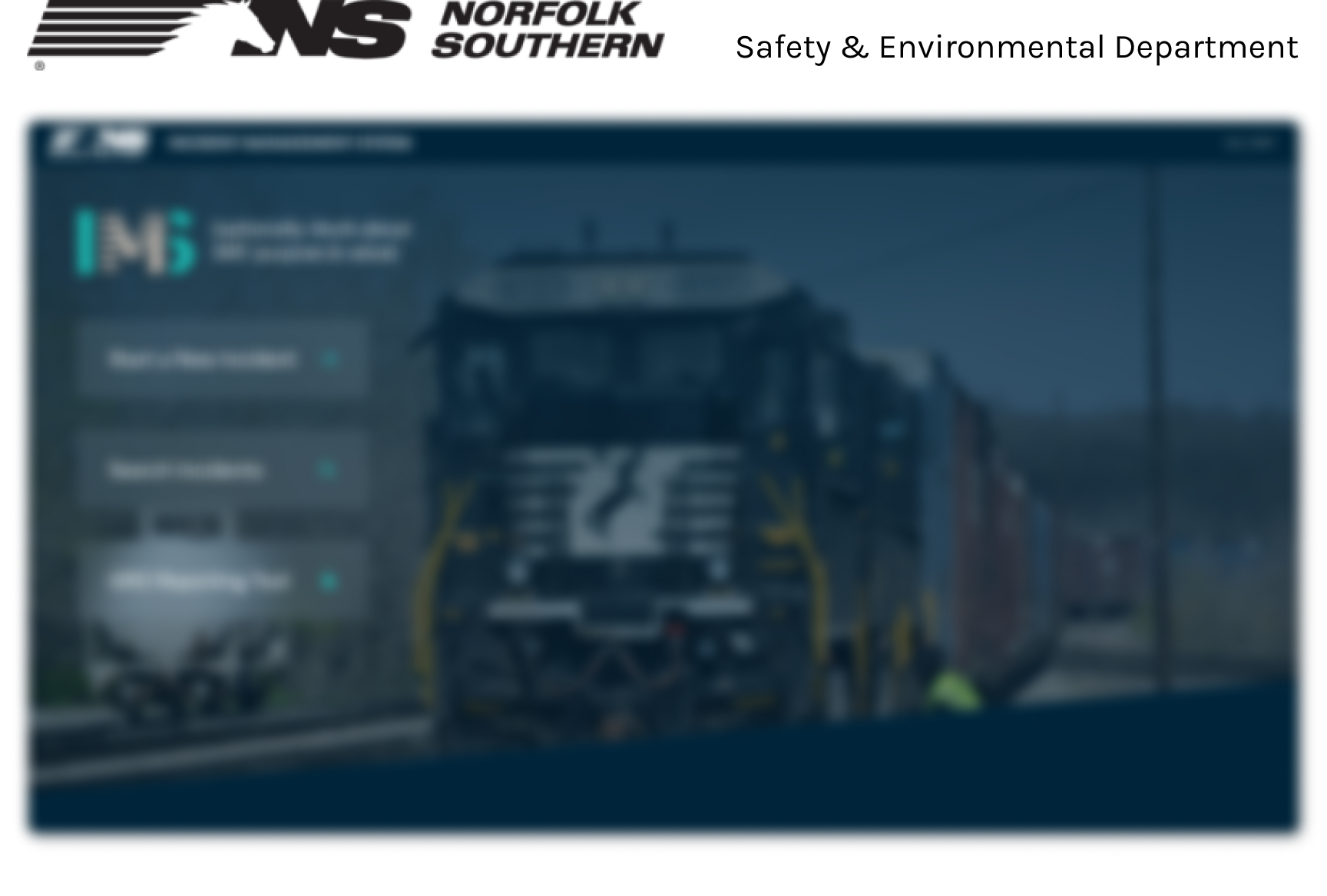 Norfolk Southern internship cover image, with the Norfolk Southern logo and a blurred image of the design Evie worked on